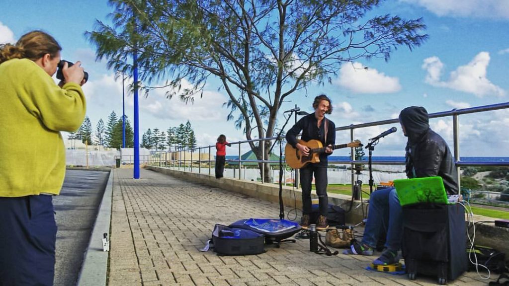Busking at Scarborough Beach in Perth
